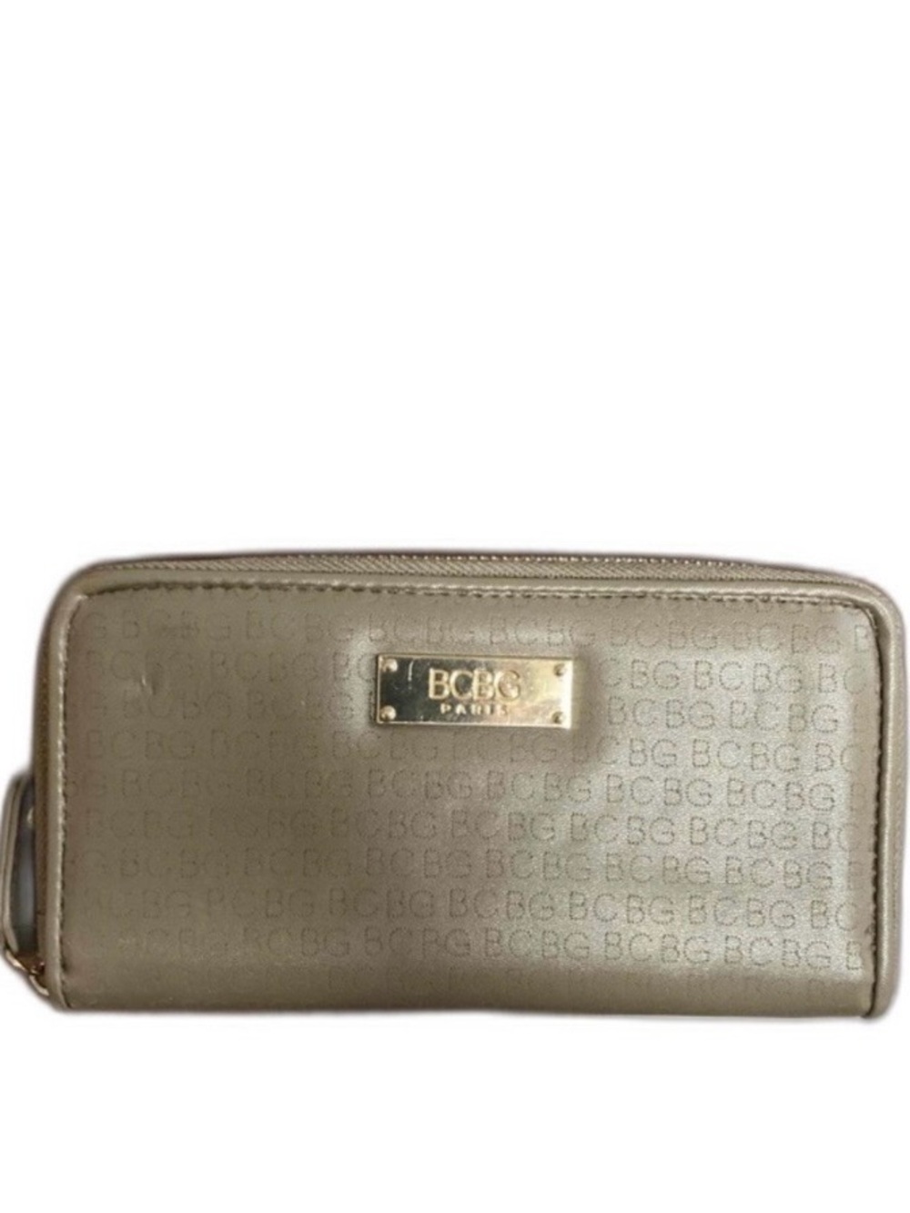 BCBG Paris Tan Leather Zip-Around Wallet VGC
